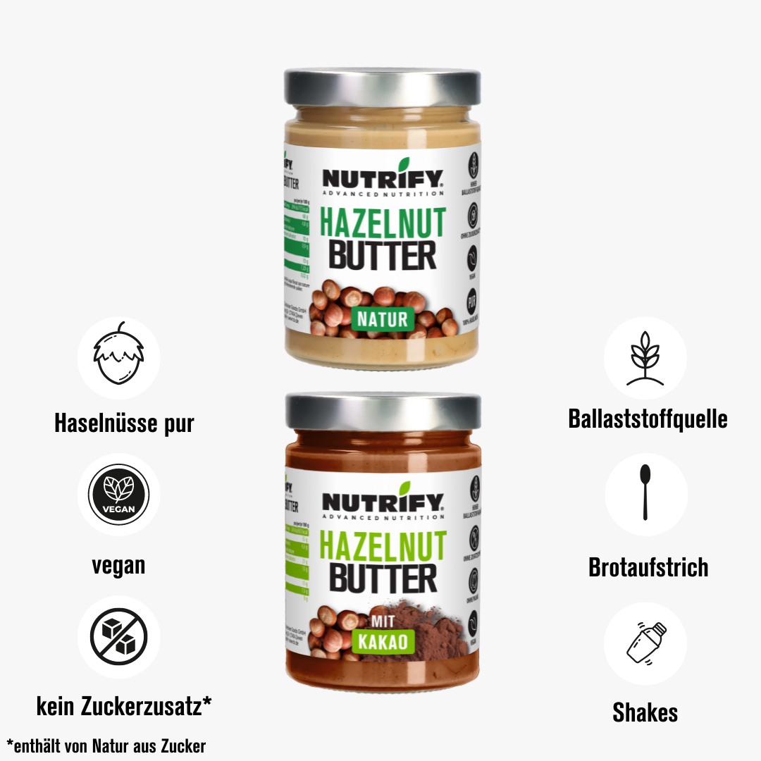 Haselnuss Bundle Natur und Kakao NUTRIFY