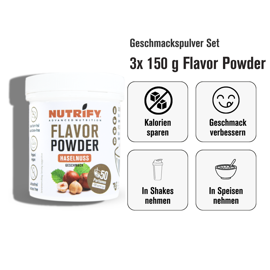 NUTRIFY Flavour Powder Haselnuss Geschmackspulver Set Bundle
