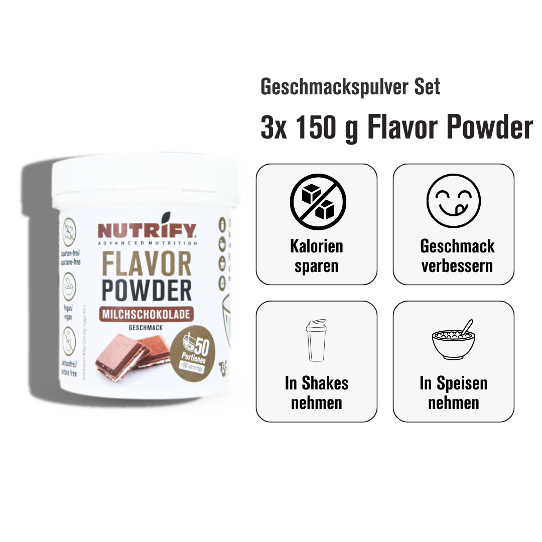 NUTRIFY Flavour Powder Milchschokolade Geschmackspulver Set Bundle