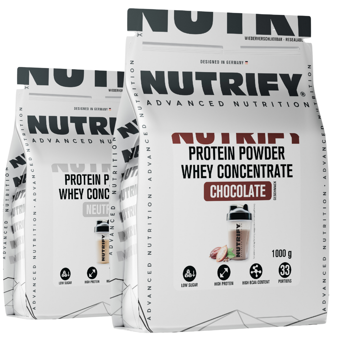 NUTRIFY Konzentrat Proteinpulver Schokolade Neutral Set