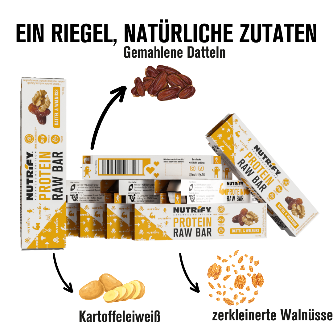 NUTRIFY Protein Raw Bar Dattel Walnuss Proteinriegel