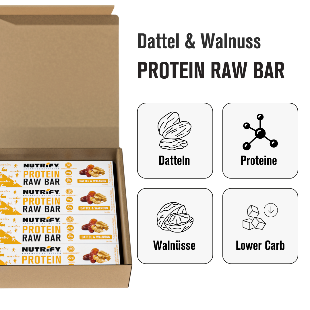 NUTRIFY Protein Raw Bar Set - 12x45g Dattel Walnuss