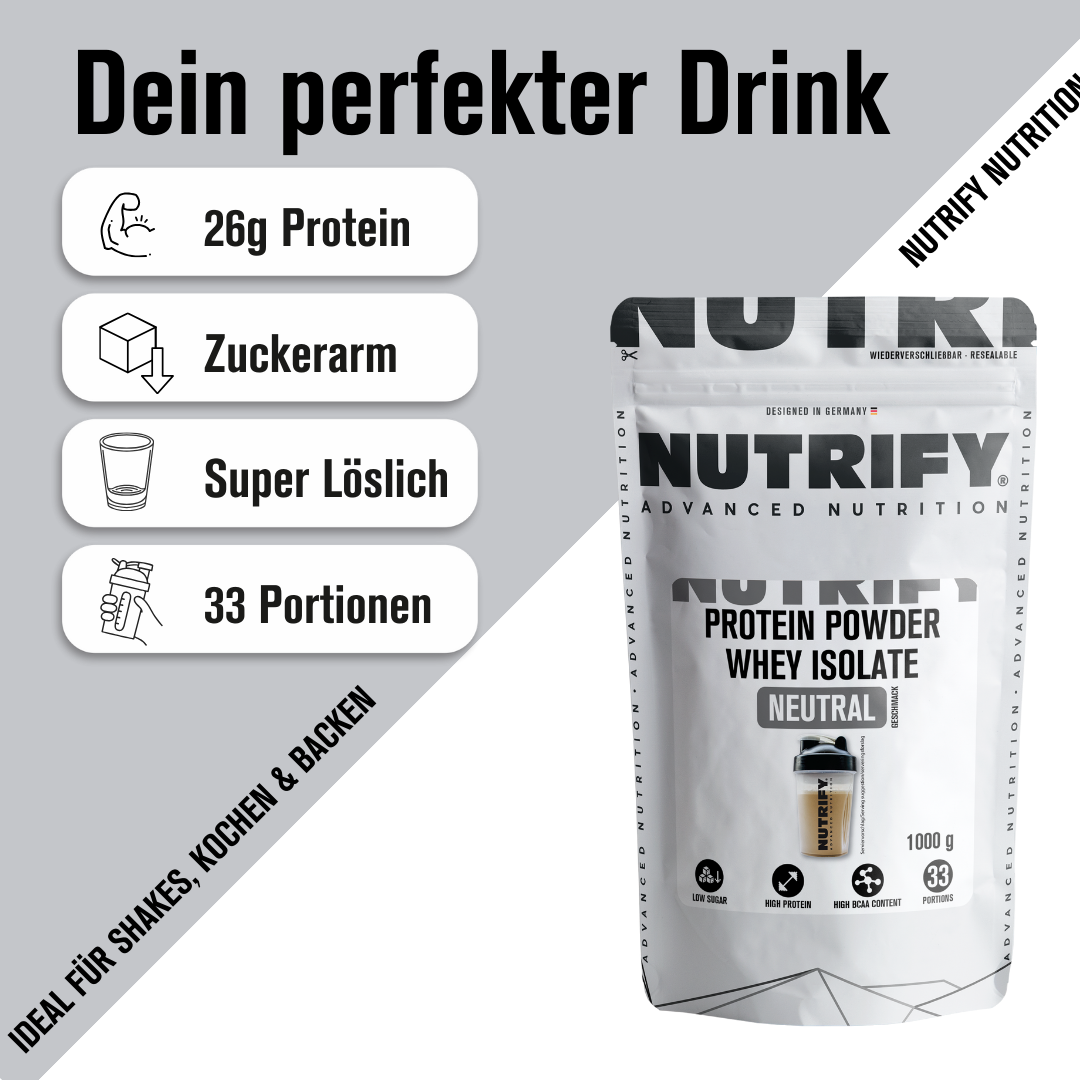 NUTRIFY Proteinpulver Whey Concentrate neutral 2x1kg 2er Set