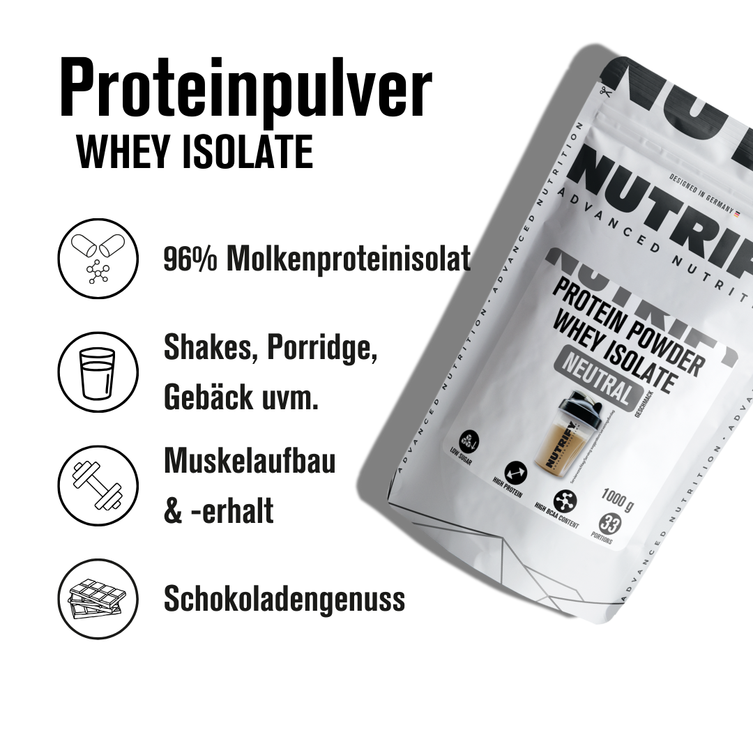 NUTRIFY Proteinpulver Whey Concentrate neutral 2x1kg 2er Set
