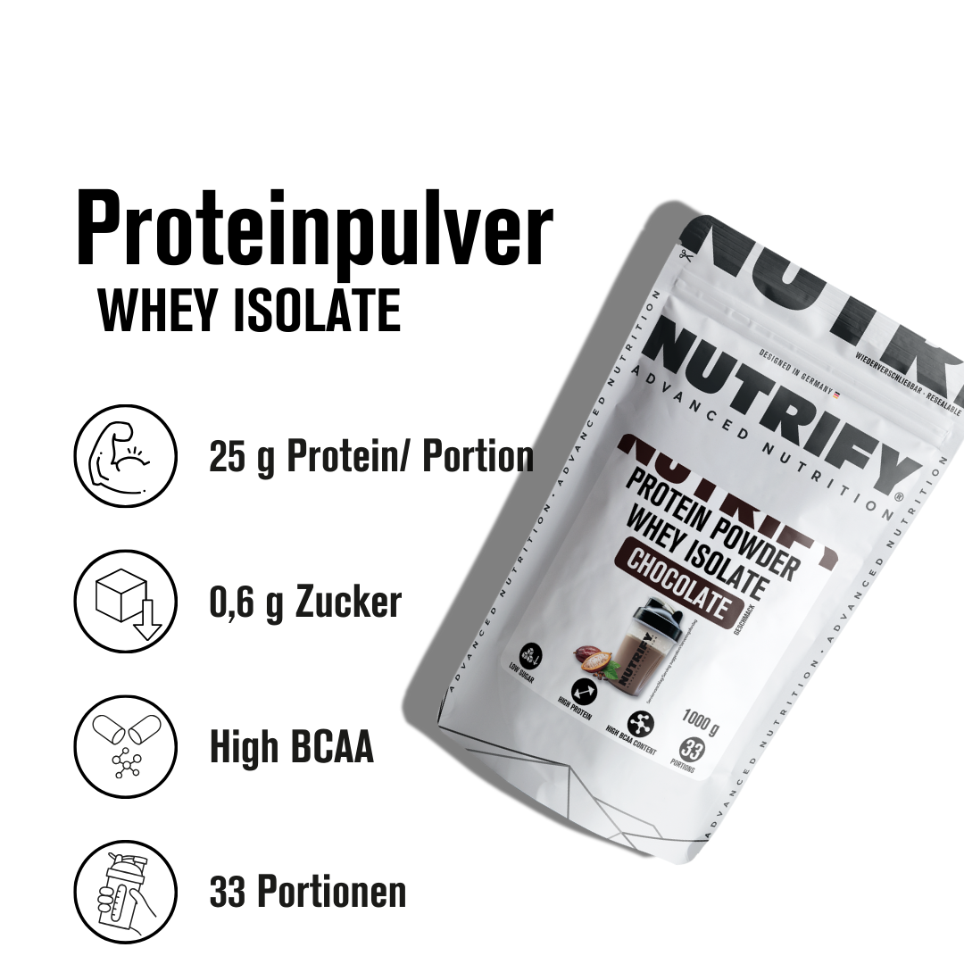 NUTRIFY Proteinpulver Whey Isolat Schokolade