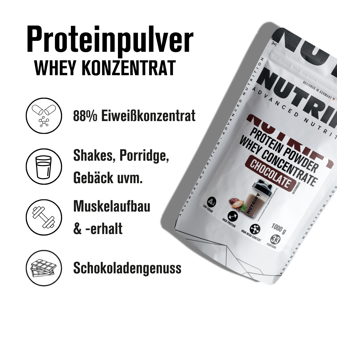 NUTRIFY Proteinpulver Whey Konzentrat Schokolade 1kg