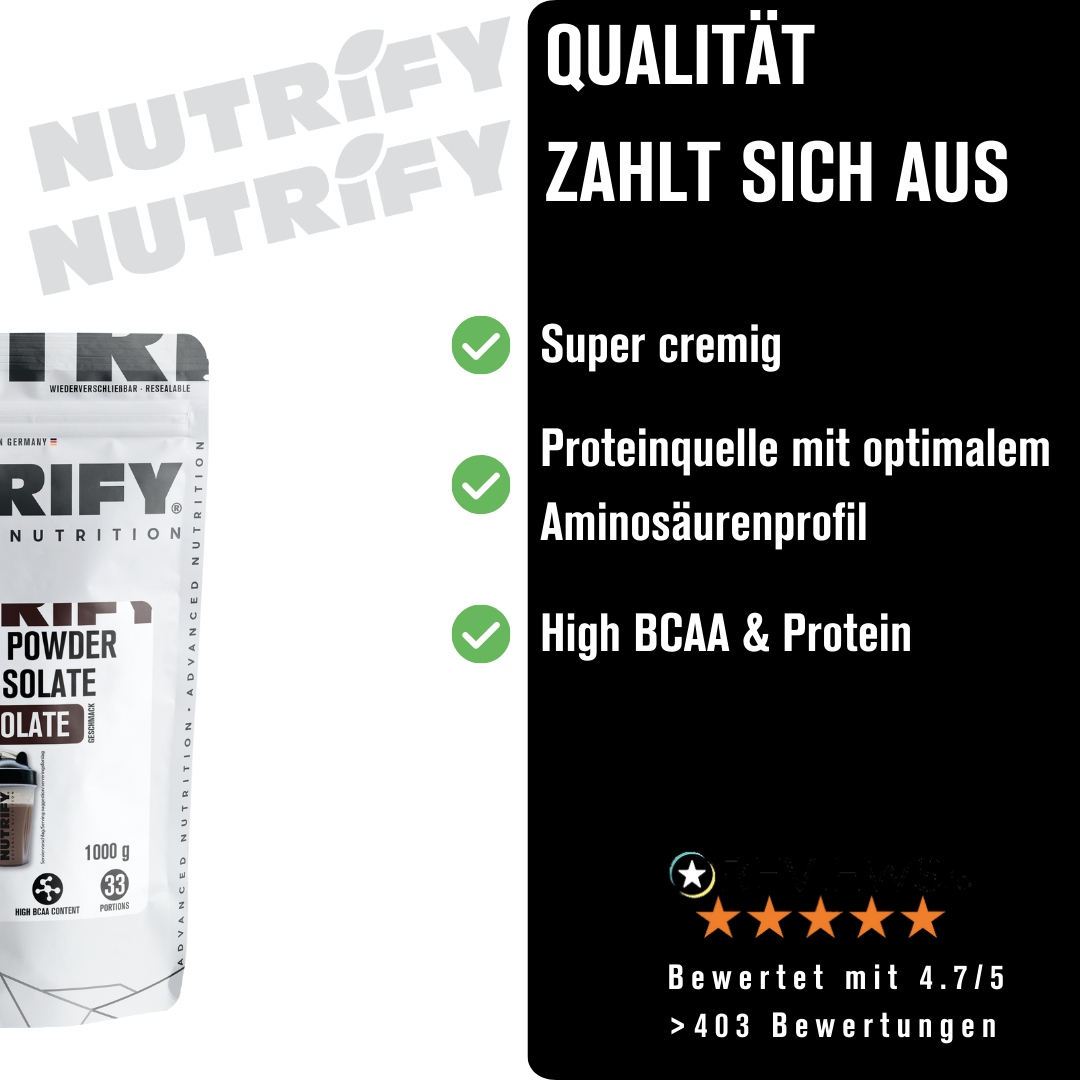 NUTRIFY Proteinpulver Whey Konzentrat Schokolade 2x1kg 2er Set