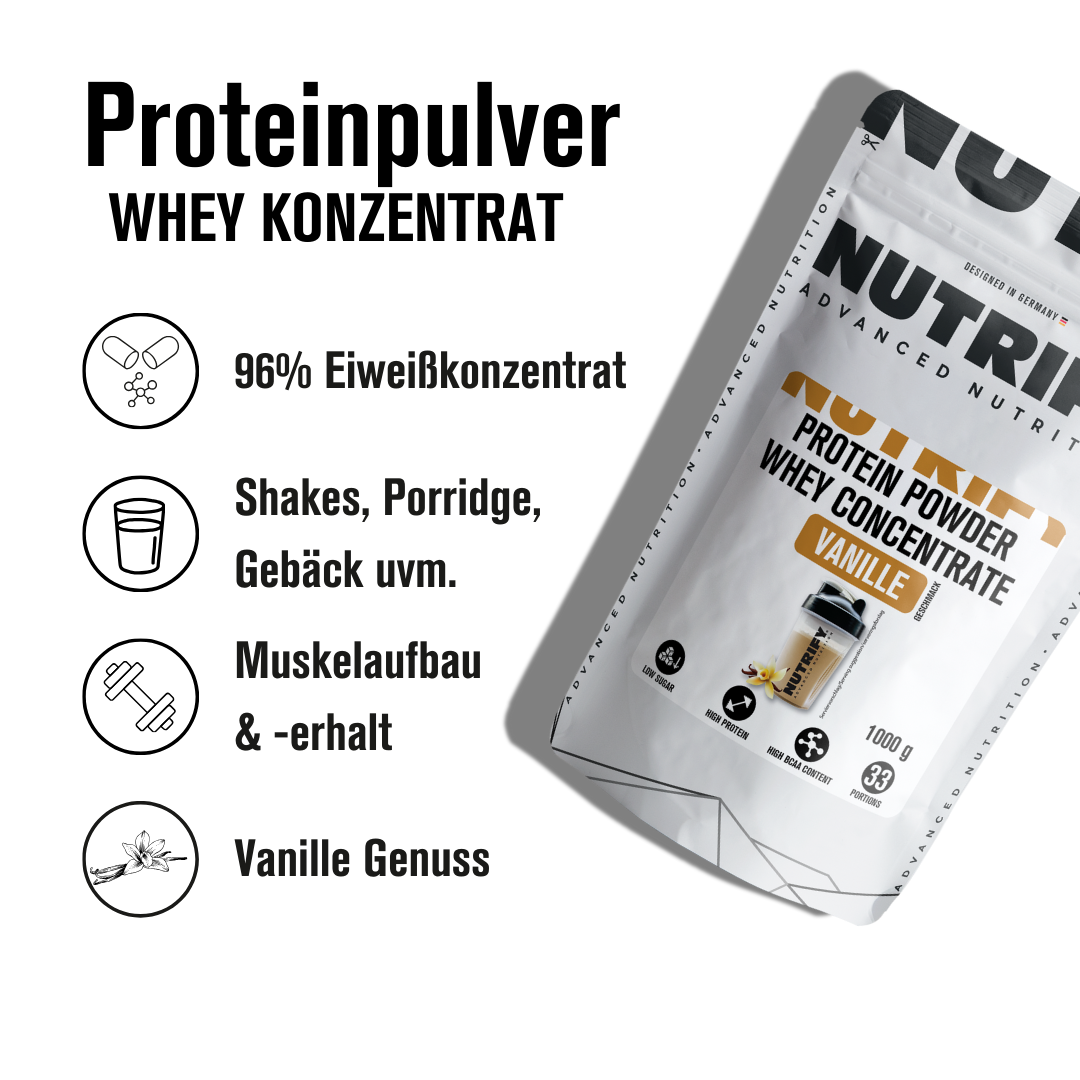NUTRIFY Proteinpulver Whey Konzentrat Vanille 1kg
