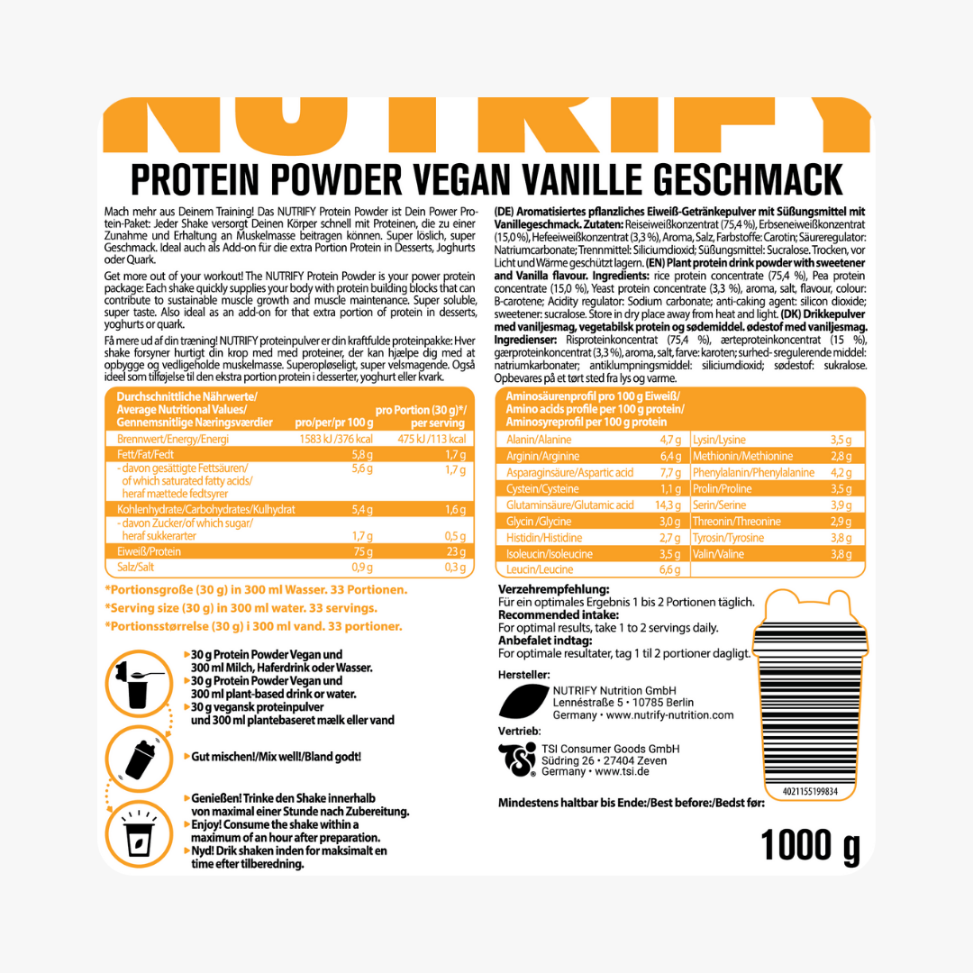 Veganes Proteinpulver Vanille 1 kg