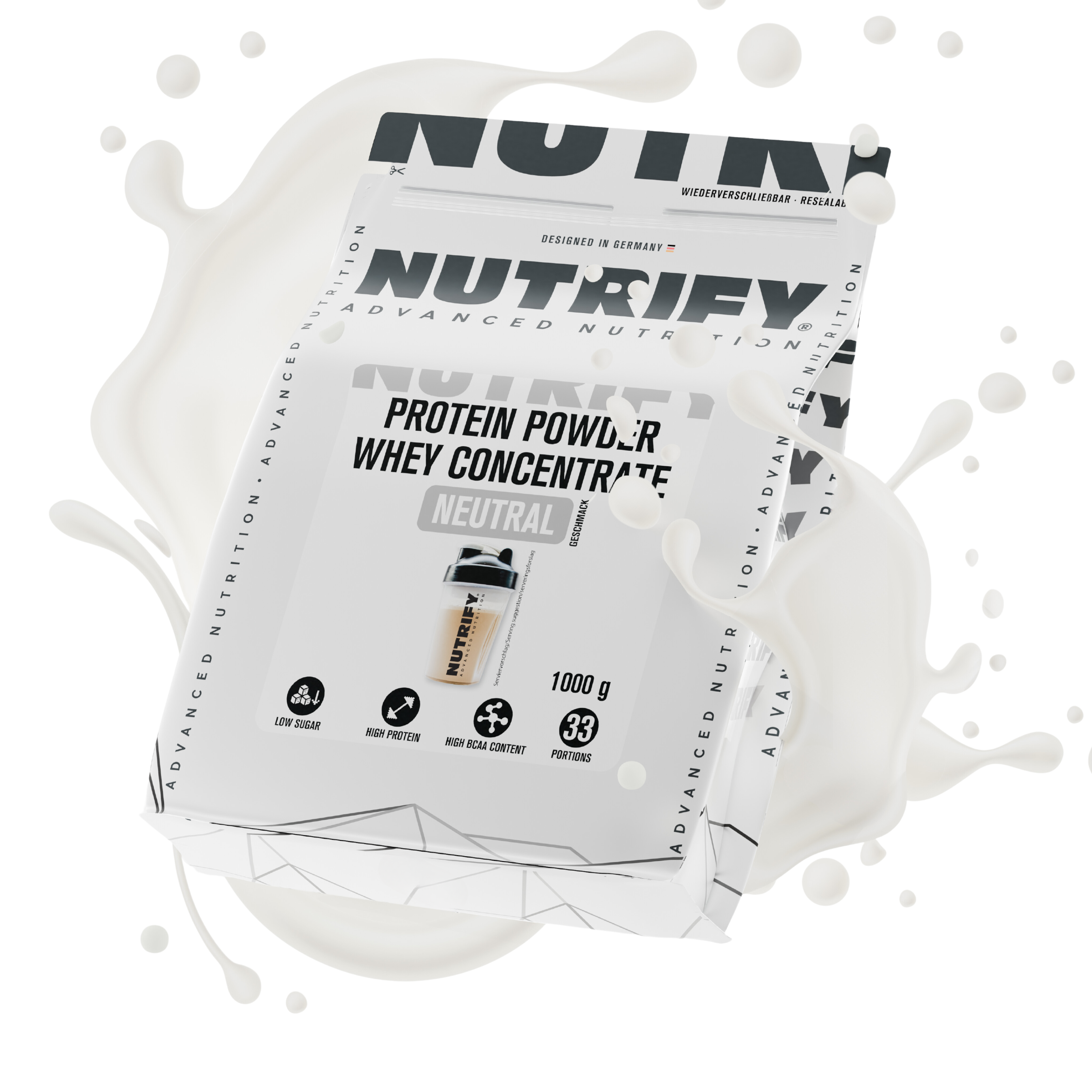 NUTRIFY Proteinpulver Whey Concentrate Neutral 2x1kg
