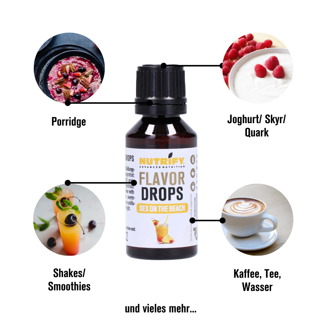 NUTRIFY Flavor Drops Sex on the Beach - Verwendung Aromatropfen