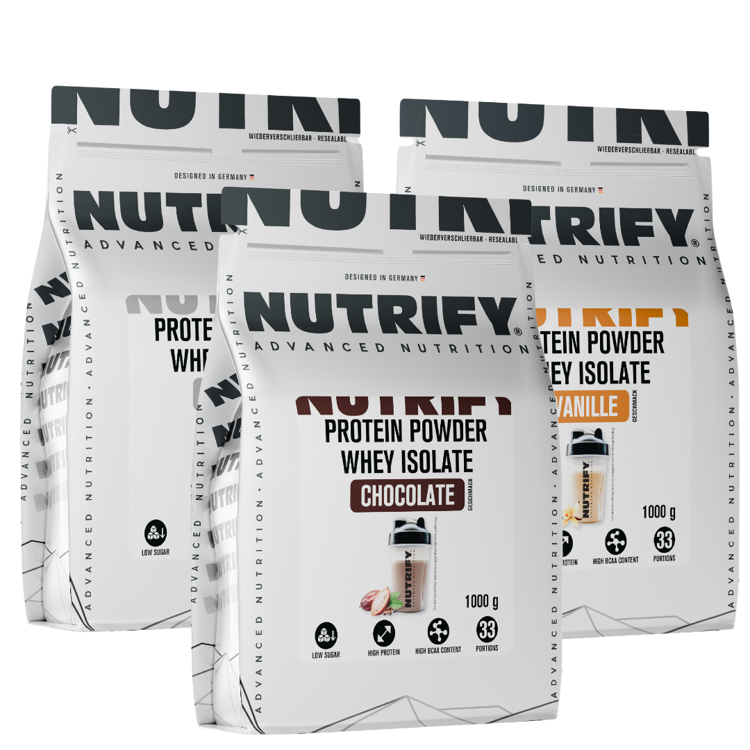 NUTRIFY Whey Isolat Proteinpulver Starterpaket 3er Set