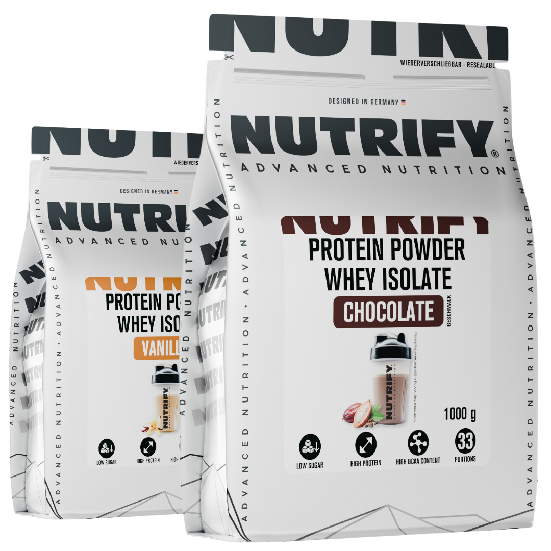 NUTRIFY Protein Pulver Whey Isolat Set Schokolade Vanille