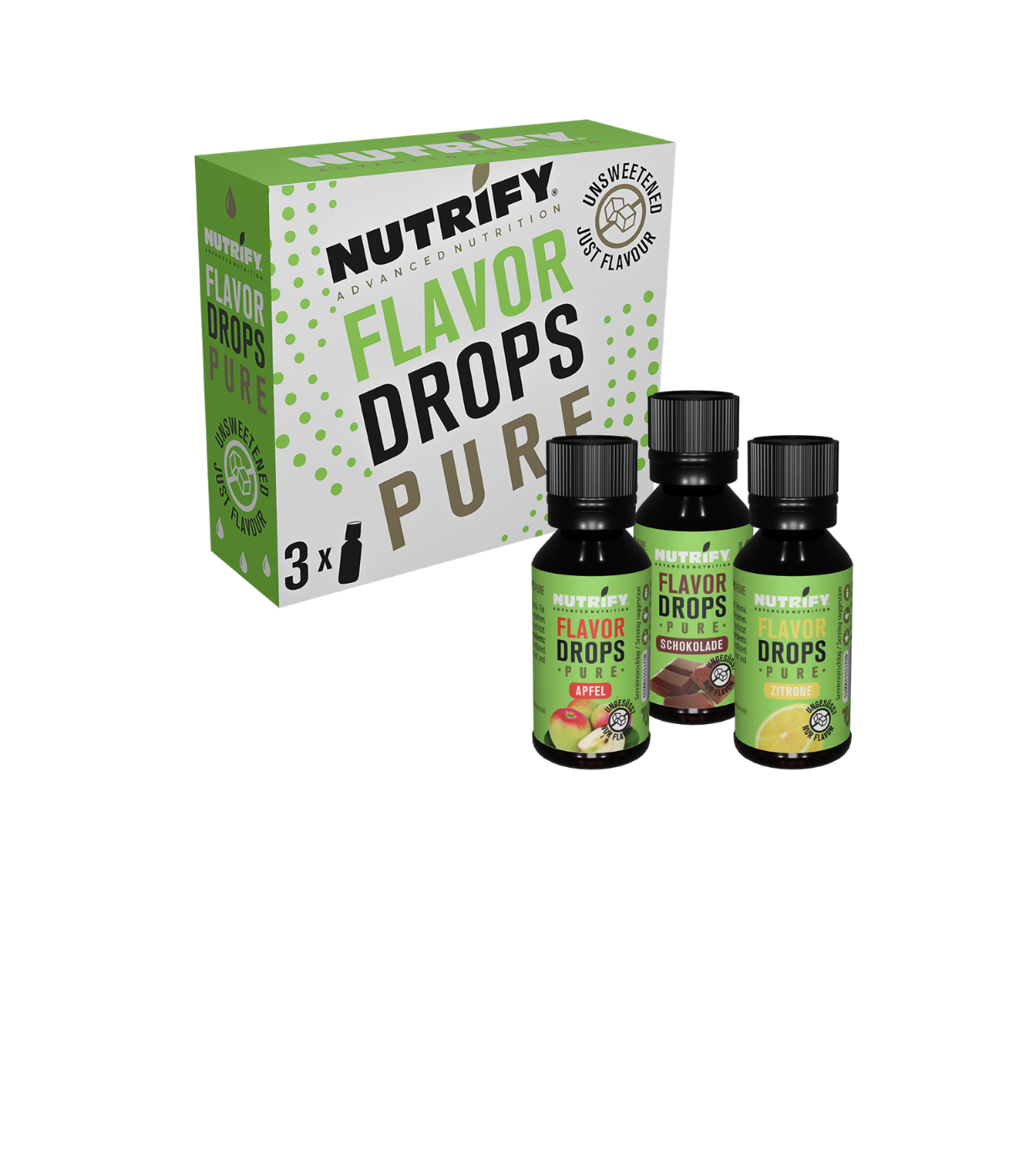 NUTRIFY Flavor Drops Pure Bundle 3x Flavor Drops ohne Sucralose- Geschmackstropfen Bundle