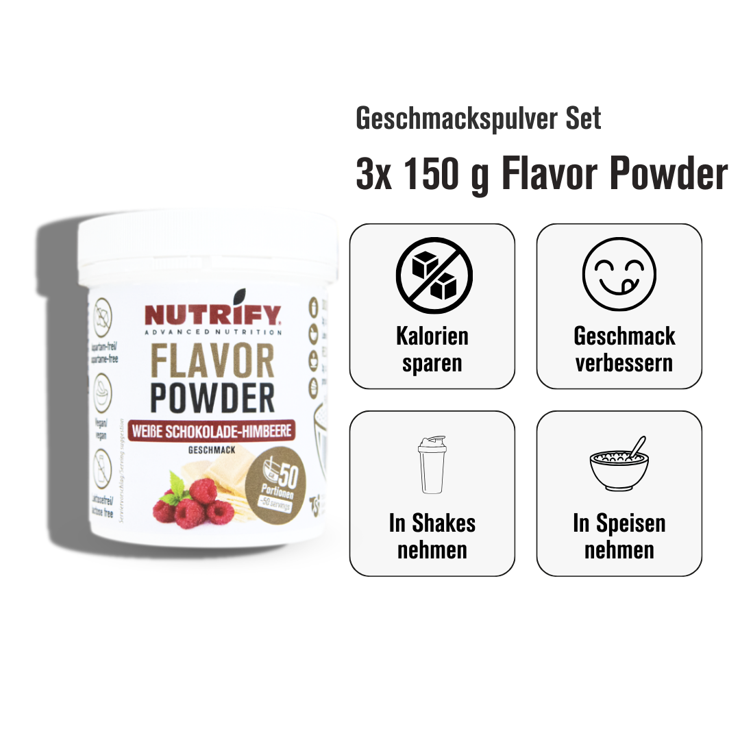 NUTRIFY Flavor Powder Weiße Schokolade Himbeere Flavour Geschmackspulver 