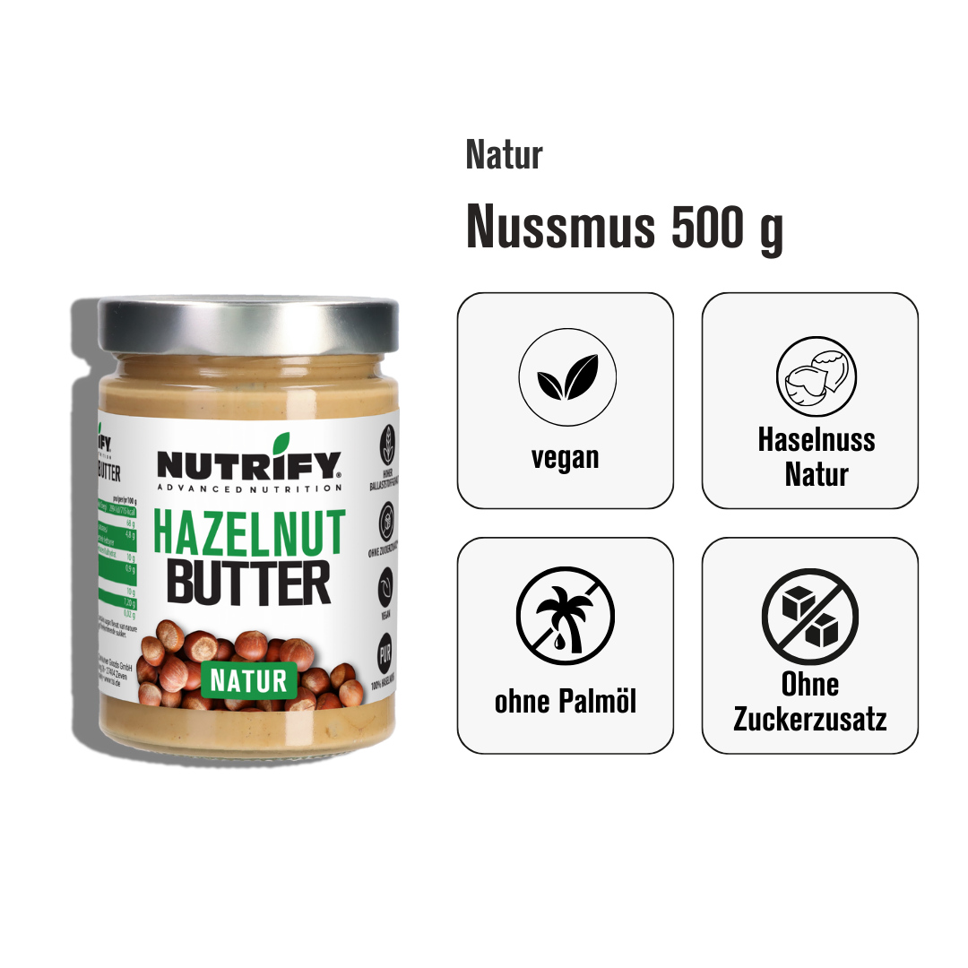 NUTRIFY Haselnussmus natur 500 g