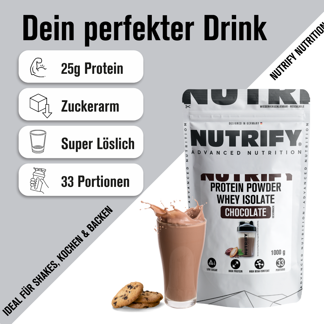 NUTRIFY Whey Proteinpulver Konzentrat und Isolate Schokolade 2er Set
