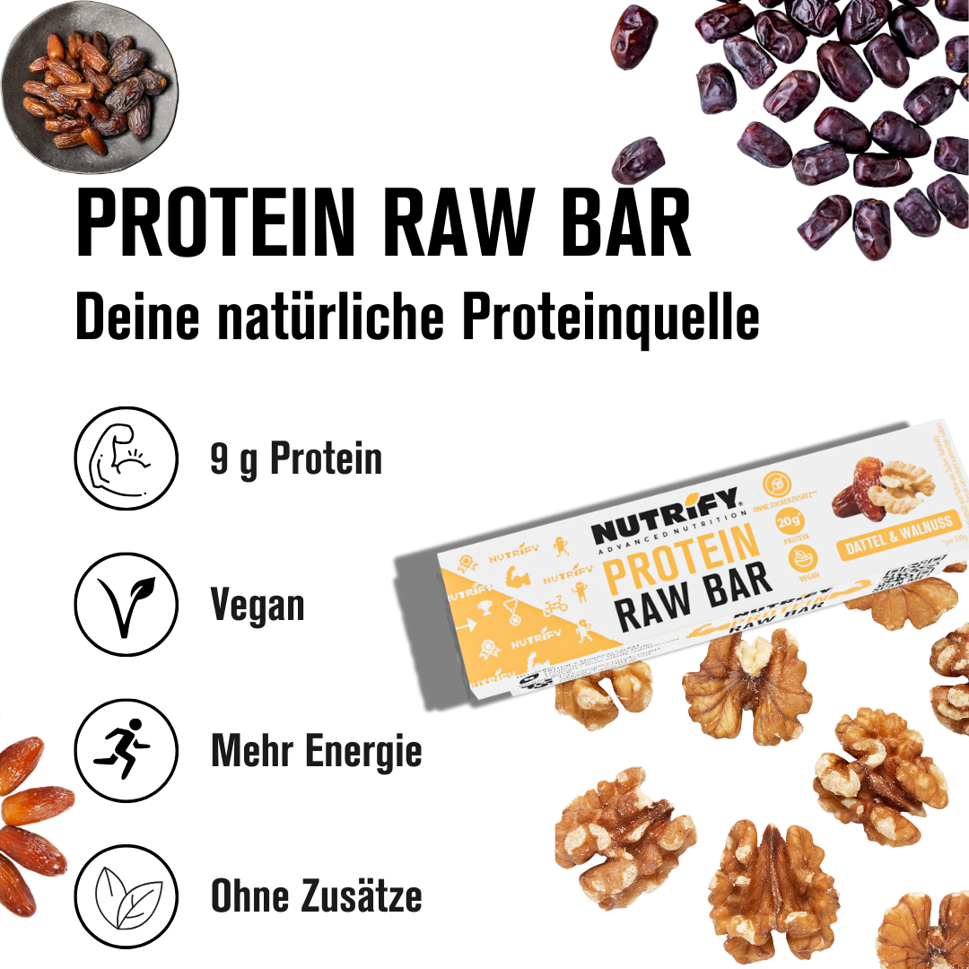 NUTRIFY Protein Raw Bar Dattel Walnuss Proteinriegel