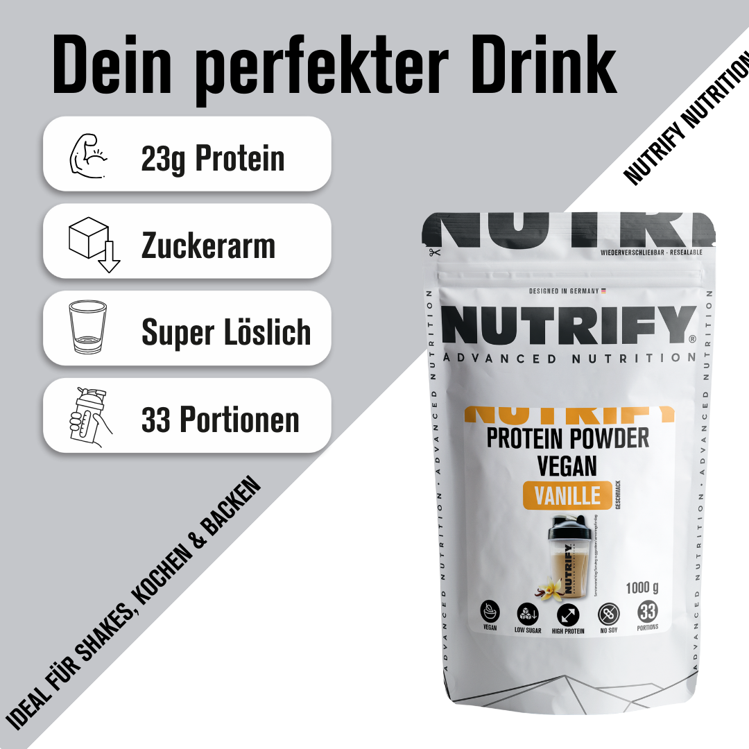 NUTRIFY Vegan Proteinpulver Vanille 2x1 kg 2er SetNUTRIFY Vegan Proteinpulver Set Vanille