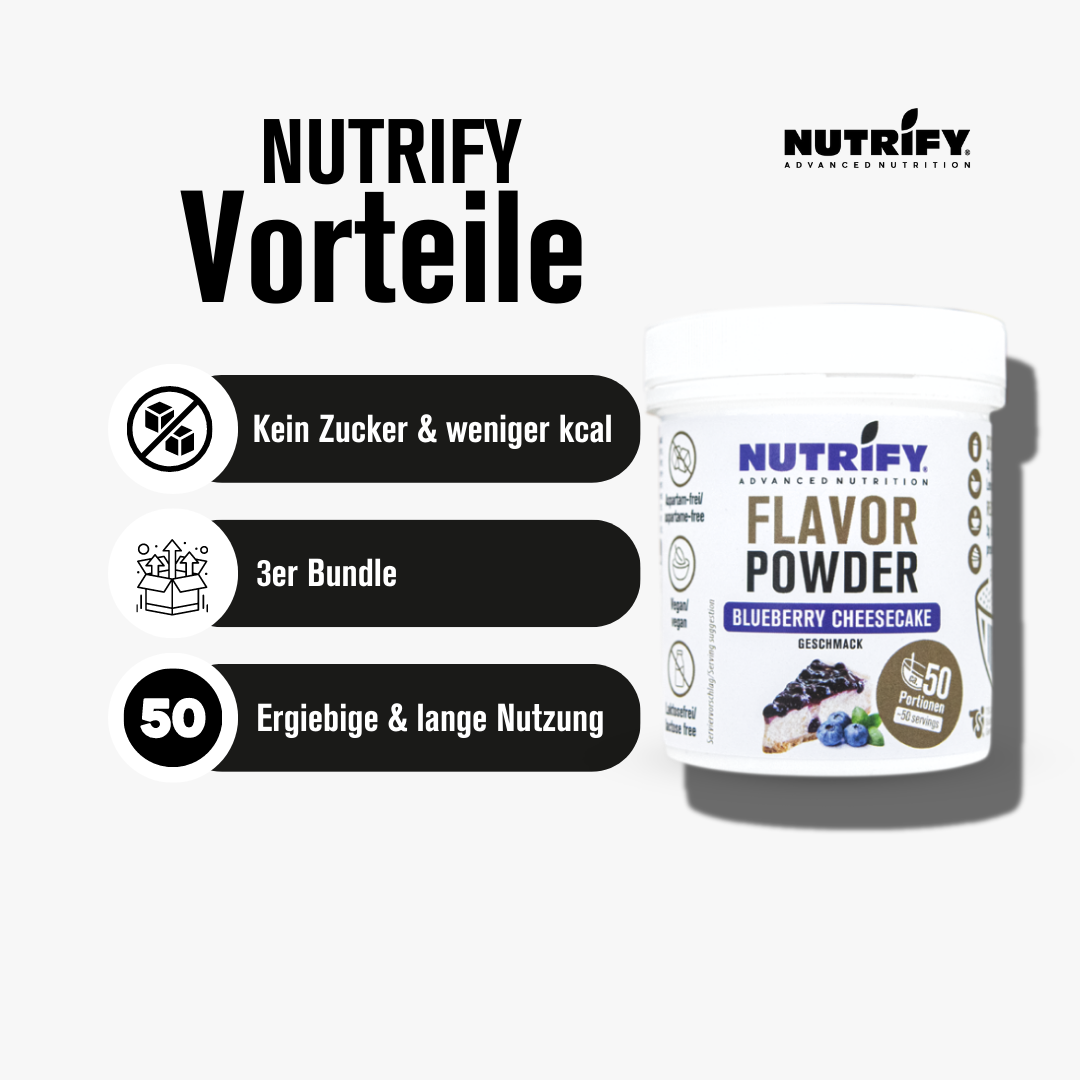 NUTRIFY Flavor Powder Blueberry Cheesecake Vorteile