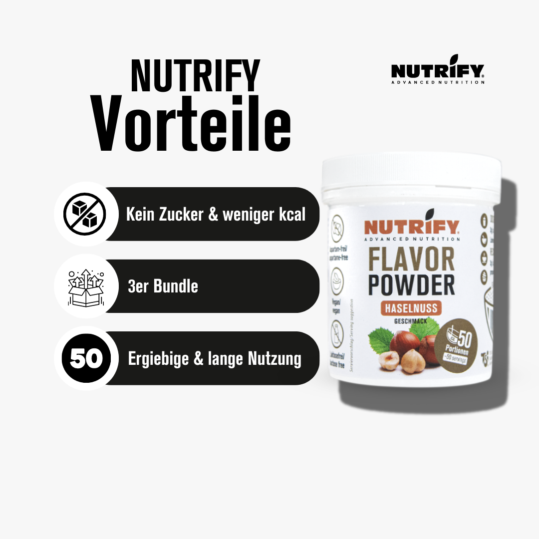 NUTRIFY Flavor Powder Bundle Haselnuss Vorteile