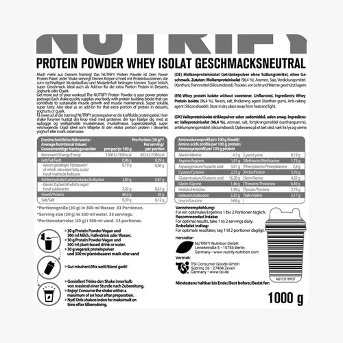 Whey Proteinpulver Isolat neutral 10 x 1kg