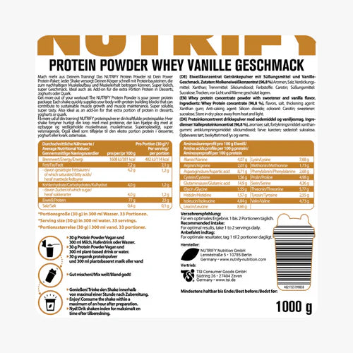 Whey Proteinpulver Konzentrat Vanille 10 x 1kg