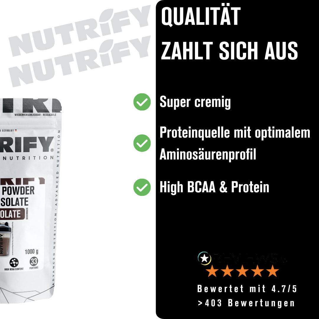 NUTRIFY Protein Pulver Whey Isolat Set Schokolade Neutral