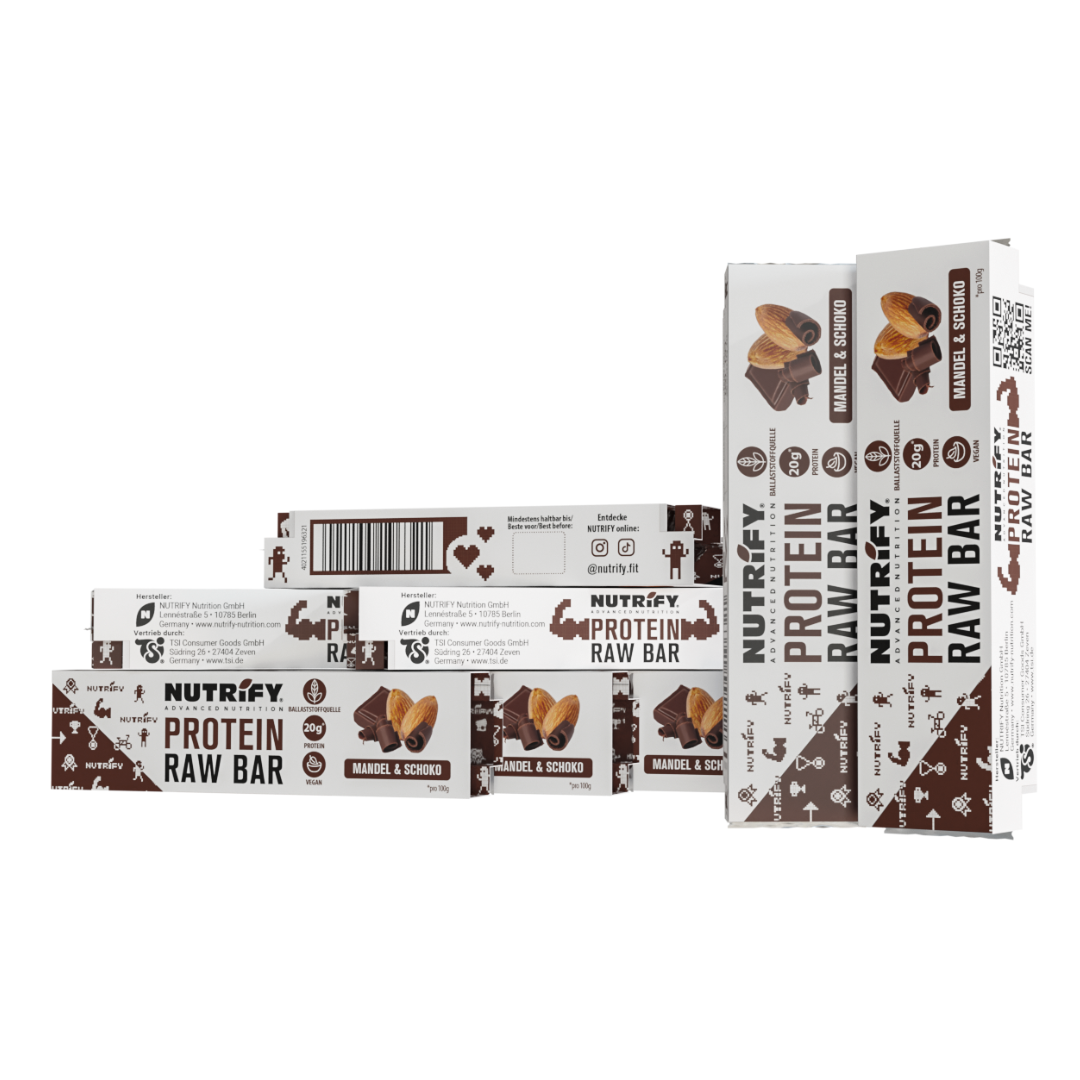 NUTRIFY Protein Raw Bar Set 12x45g Schoko Mandel Feige