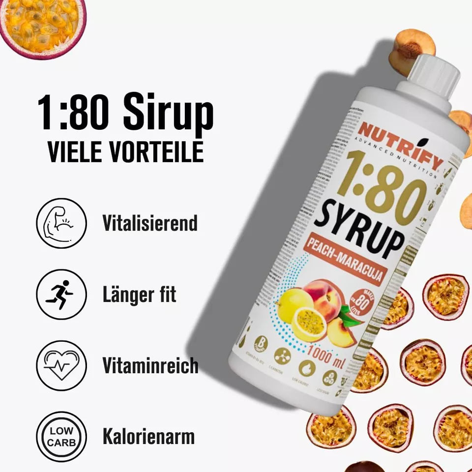 NUTRIFY Vital Drink Sirup 1:80 Pfirsich-Maracuja 1L - 3er VPE