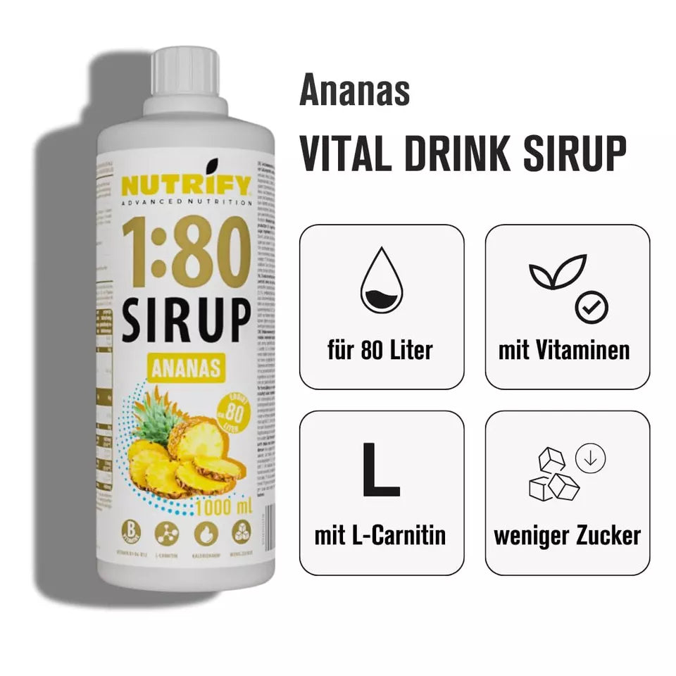 NUTRIFY Vital Drink Sirup 1:80 Ananas 1L - 3er VPE