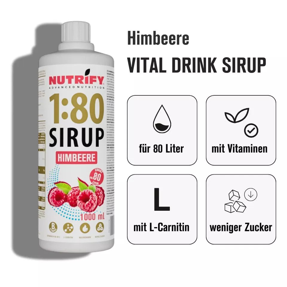 NUTRIFY Vital Drink Sirup 1:80 Himbeere 1L - 12er VPE