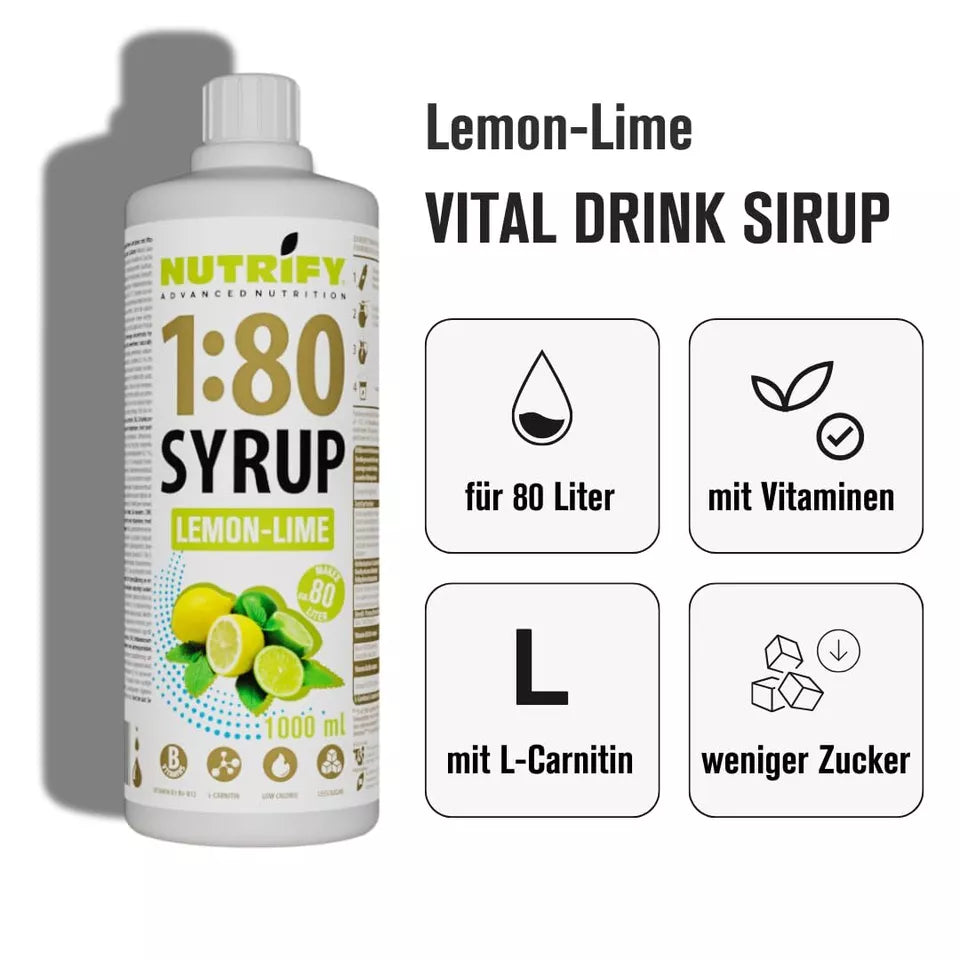 Vital Drink Sirup 1:80 Zitrone-Limette 6 x 1L